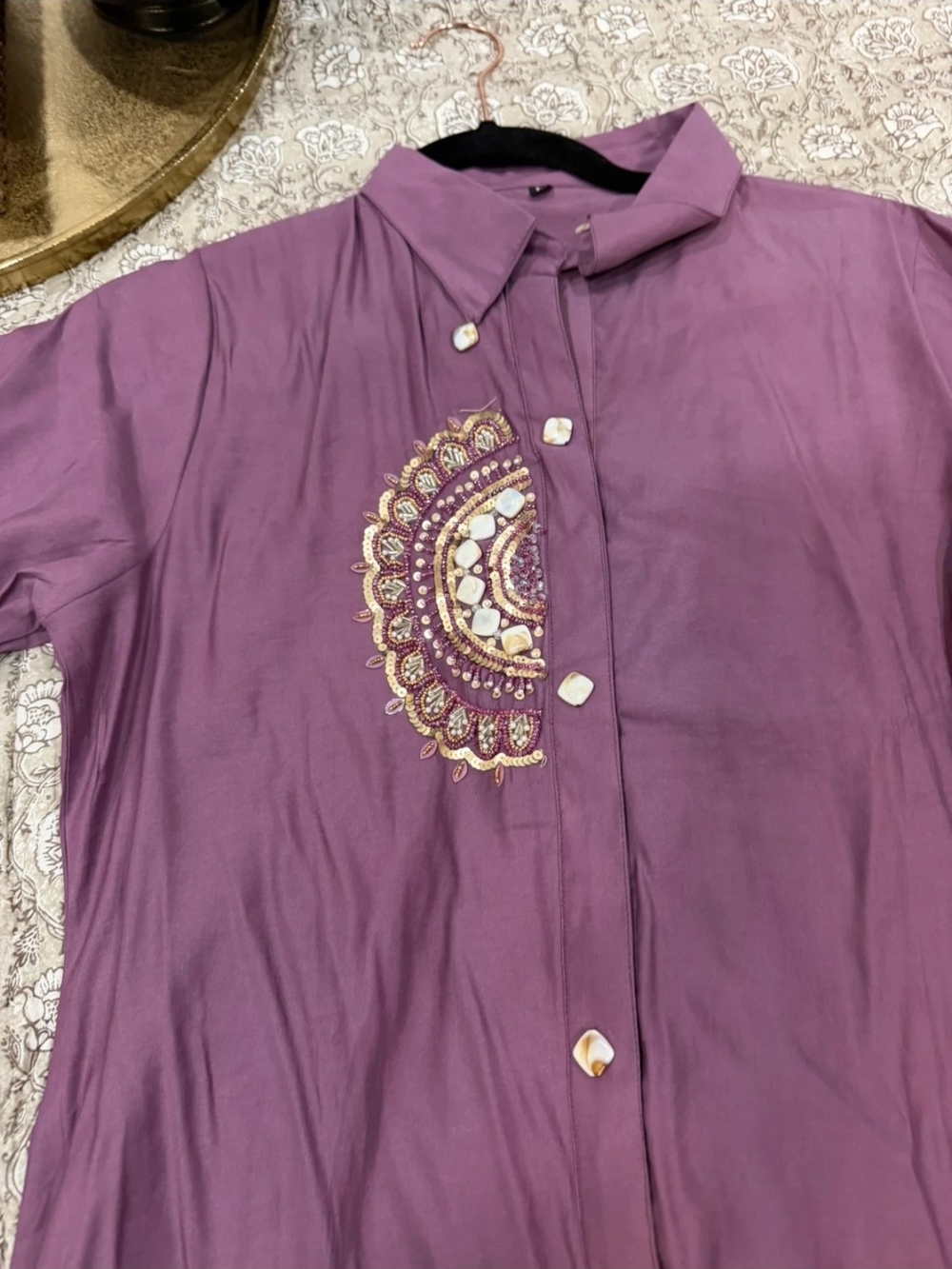 Indian Embellished Purple Women’s Tunic Top. 2 PIECE
